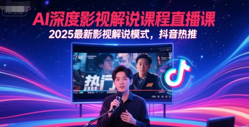 AI深度影视解说课程直播课,2025最新影视解说模式,抖音热推-全有网创