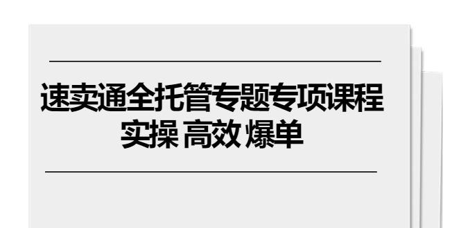 速卖通 全托管专题专项课程，实操 高效 爆单(11节课-全有网创