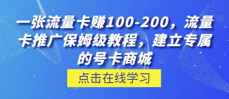 一张流量卡赚100-200，流量卡推广保姆级教程，建立专属的号卡商城-全有网创