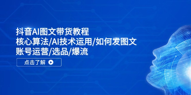抖音AI图文带货教程：核心算法/AI技术运用/如何发图文/账号运营/选品/爆流-全有网创