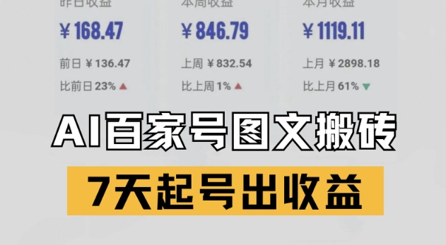百家号搬砖新玩法，AI一键仿写爆文，7天起号出收益-全有网创