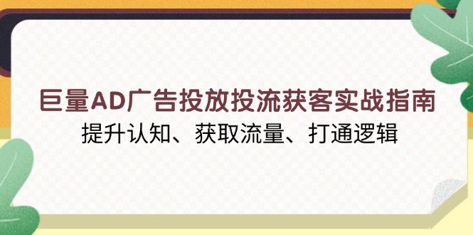 巨量AD广告投放投流获客实战指南，提升认知、获取流量、打通逻辑-全有网创