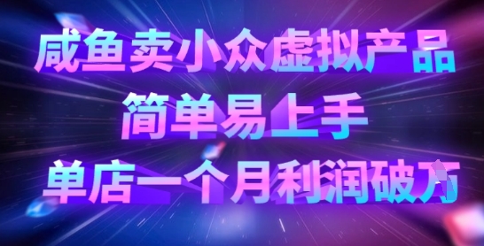 咸鱼卖小众虚拟产品，简单易上手，单店一个月利润破W-全有网创