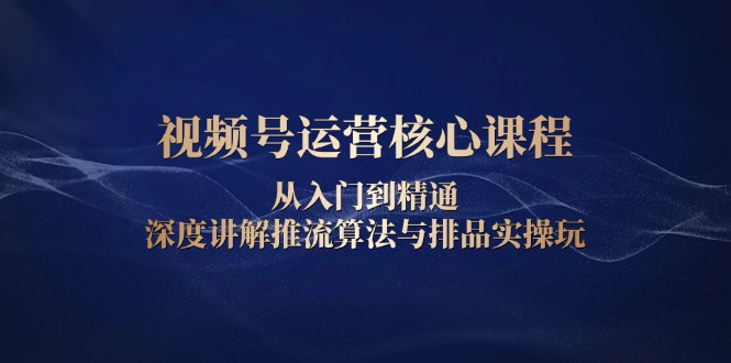 视频号运营核心课程，从入门到精通，深度讲解推流算法与排品实操玩-全有网创