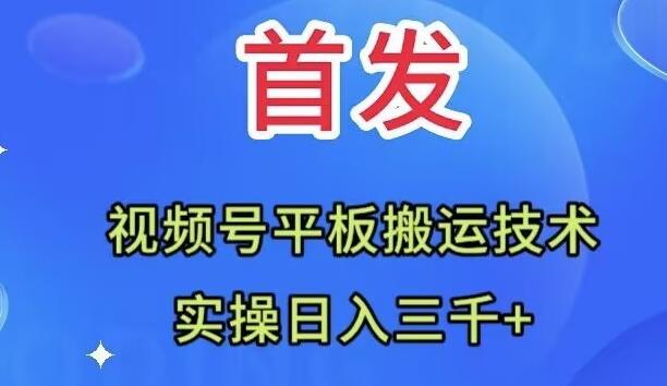 全网首发：视频号平板搬运技术，实操日入三千＋-全有网创