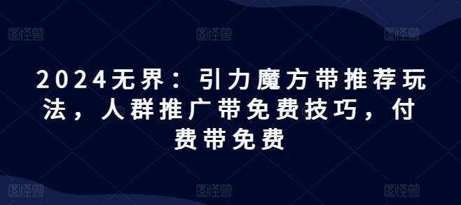 2024无界：引力魔方带推荐玩法，人群推广带免费技巧，付费带免费-全有网创