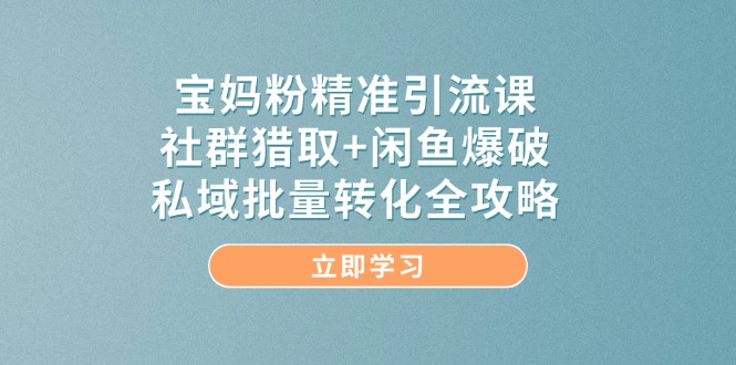 宝妈粉精准引流课,社群猎取+闲鱼爆破,私域批量转化全攻略-全有网创