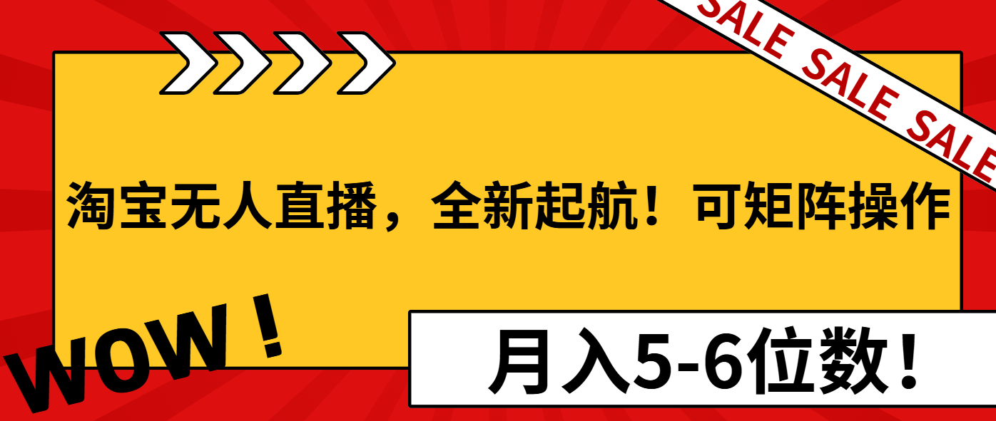 淘宝无人直播，全新起航！可矩阵操作，月入5-6位数！-全有网创