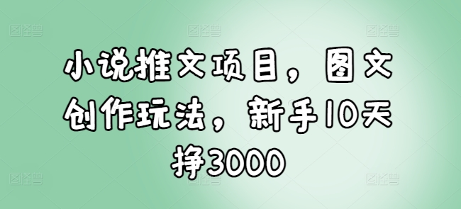 小说推文项目，图文创作玩法，新手10天挣3000-全有网创