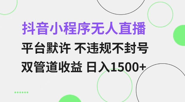 抖音小程序无人直播 平台默许 不违规不封号 双管道收益 日入多张 小白也能轻松操作【仅揭秘】-全有网创