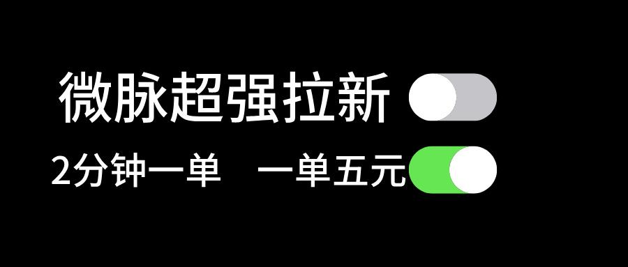 微脉超强拉新， 两分钟1单， 一单利润5块，适合小白-全有网创