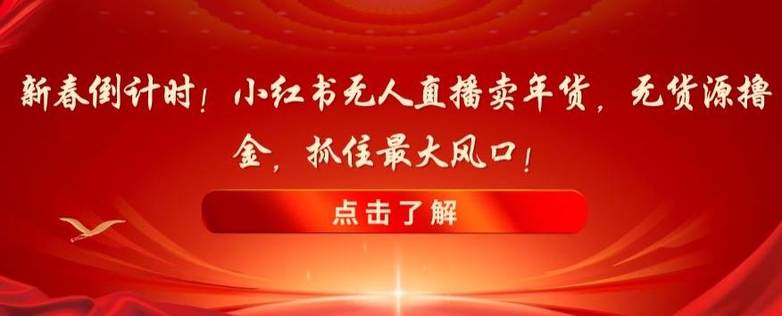 新春倒计时！小红书无人直播卖年货，无货源撸金，抓住最大风口【揭秘】-全有网创