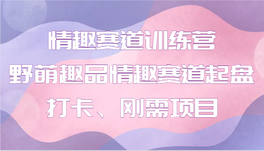 情趣赛道训练营 野萌趣品情趣赛道起盘打卡、刚需项目-全有网创