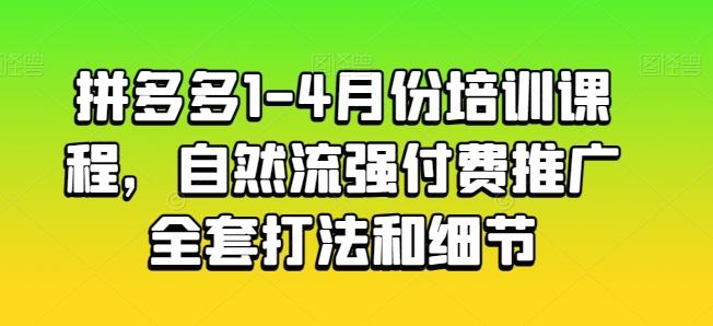 拼多多1-4月份培训课程，自然流强付费推广全套打法和细节-全有网创