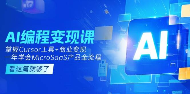 AI编程变现课：掌握Cursor工具+商业变现，一年学会MicroSaaS产品全流程-全有网创