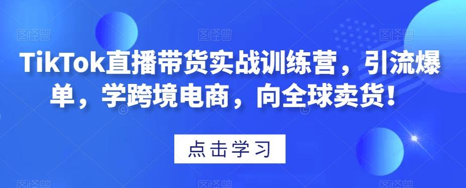 TikTok直播带货实战训练营,引流爆单,学跨境电商,向全球卖货!-全有网创