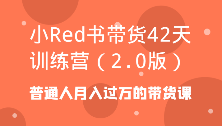 小Red书带货42天训练营(2.0版)普通人月入过万的带货课-全有网创