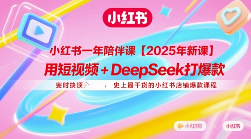 小红书一年陪伴课【2025年新课】，用短视频+deepSeek打爆款，史上最干货的小红书店铺爆款课程-全有网创