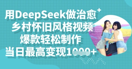 用DeepSeek做治愈乡村怀旧风格视频，爆款轻松制作，当日最高变现多张-全有网创