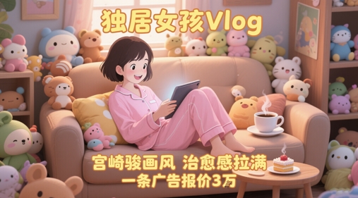 单个账号涨粉71W！用AI制作独居女孩Vlog，宫崎骏画风，治愈感拉满，一条广告报价3W-全有网创