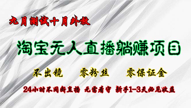 淘宝无人直播最新玩法，九月测试十月外放，不出镜零粉丝零保证金，24小…-全有网创
