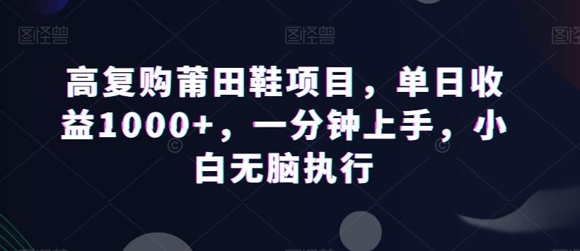 高复购莆田鞋项目，单日收益1000+，一分钟上手，小白无脑执行-全有网创